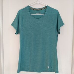 Smartwool Merino Wool Blend Base Layer Striped Short Sleeve sz XL Teal